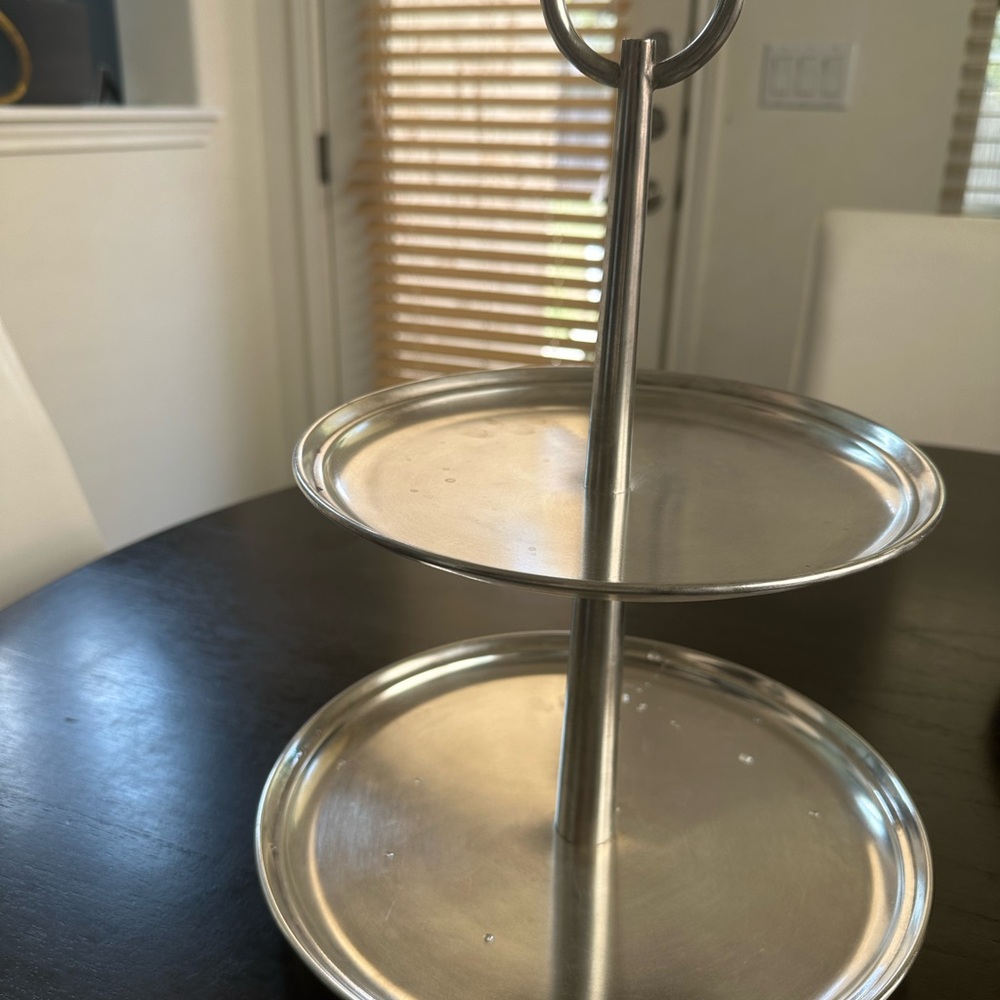 Pottery Barn Silver Two-Tier Stand